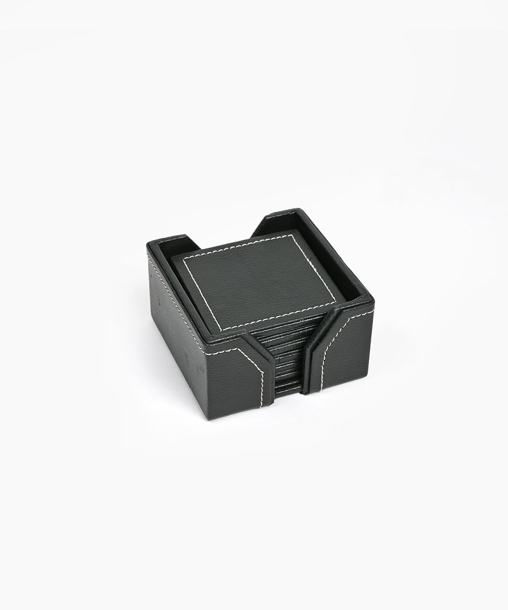 Leather Coasters (Dark Green Set Of 6)
