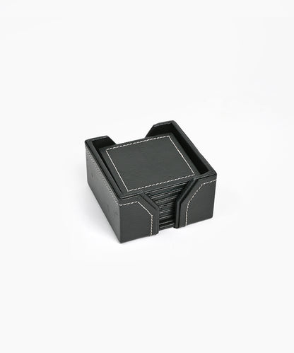 Leather Coasters (Dark Green Set Of 6)