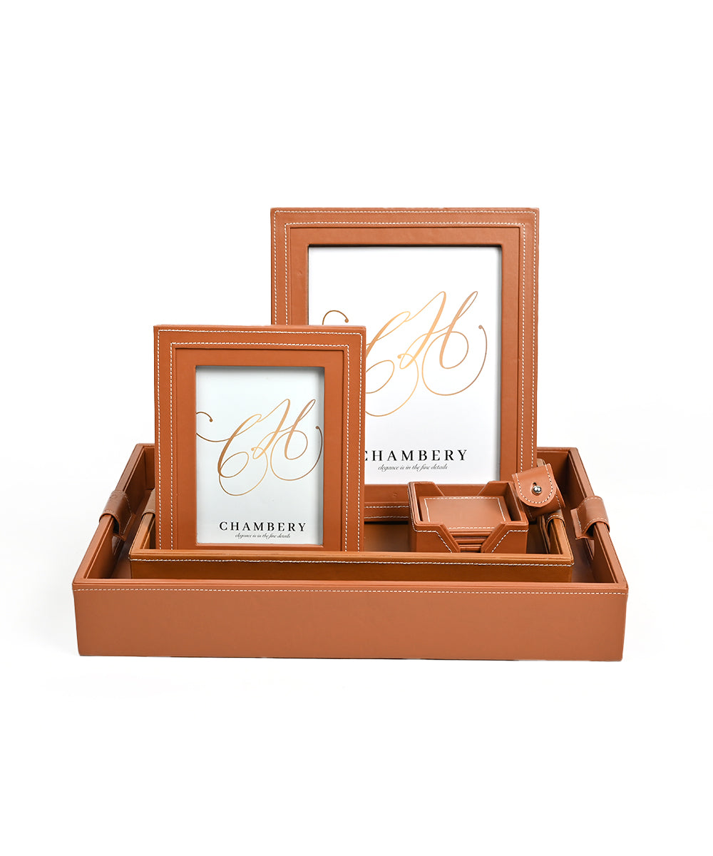 Leather Frame (Cofee Brown Set Of 2)