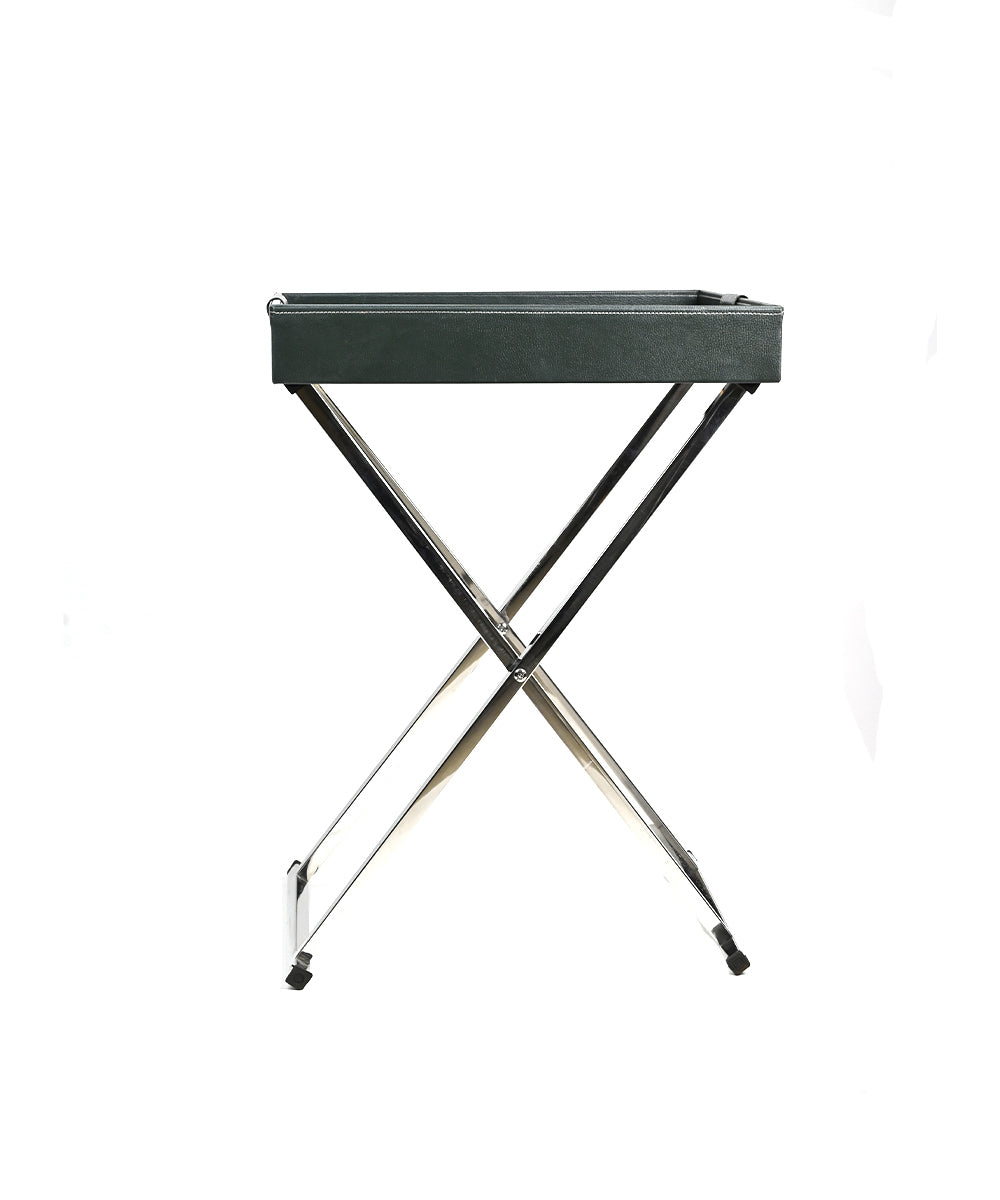 Leather Tea Table (Dark Green)