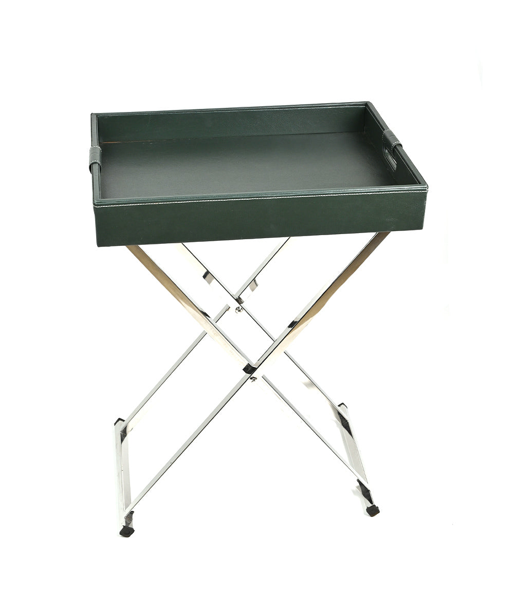 Leather Tea Table (Dark Green)