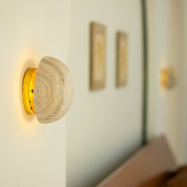 Travertine Circular Wall Light
