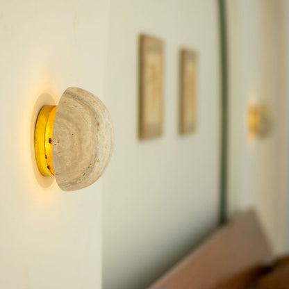 Travertine Circular Wall Light